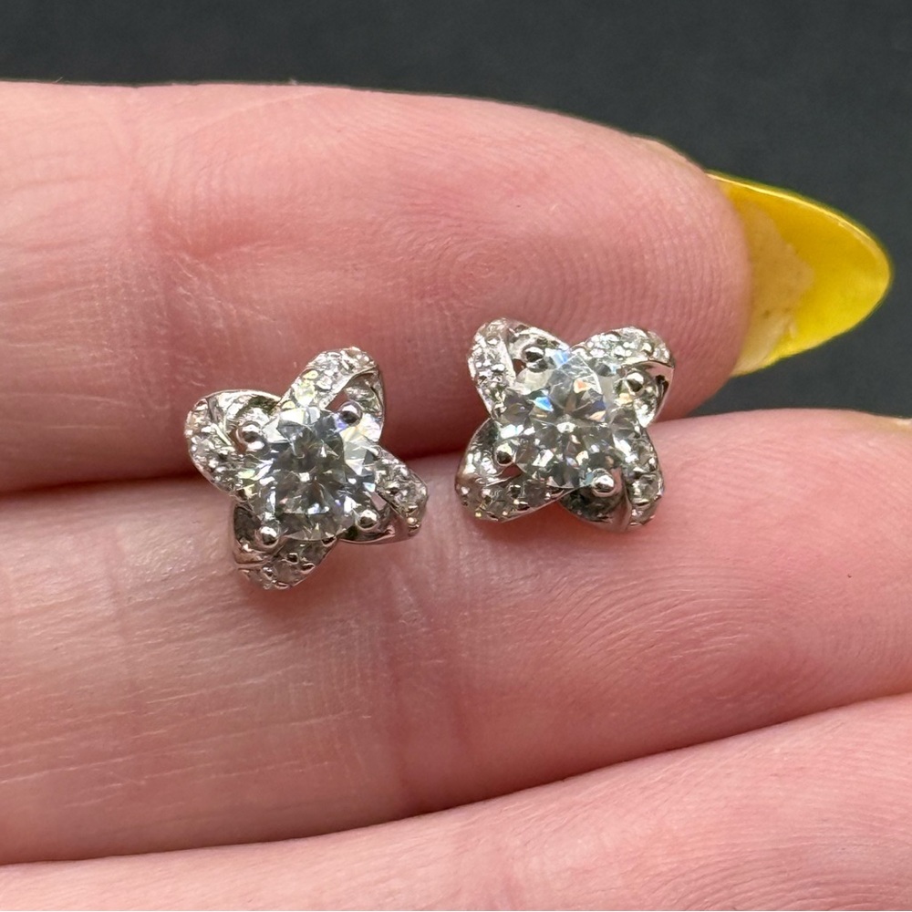 Elegant Silver Stud Moissanite Earrings - Picture 10 of 10